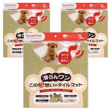 산코 반려동물을 생각한 미끄러지지 않는 흡착 타입 밀림 방지 타일 매트 4mm 9매입, 그린, 3개