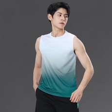 健身速乾背心 S-5XL 寬肩排汗運動背心 男女款 漸變色無袖上衣 跑步冰絲背心