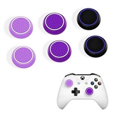 DLseego Xbox One X S PS5 PS4 PS3 플레이스테이션 듀얼센스 스위치 프로 무선 컨트롤러 스팀 데크용 썸 그립 캡 6개 부드러운 실리콘 미끄럼 방지 버튼, 퍼플