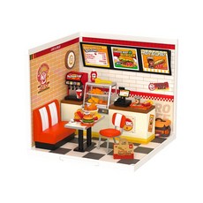 Robotime 若態 若來 超級世界 漢堡店 DIY小屋 DW010, 1個, 寶你開心 漢堡店