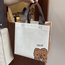 복장 부직포 쇼핑백 소중대 포장봉투 손잡이 선물봉투 쇼핑백 리유저블, 화이트베어34x27x17cm, 25개