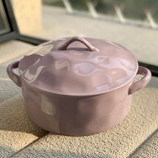 雙耳帶蓋湯碗 陶瓷 大容量 附湯匙, 2300ml - 雙耳黛紫, 1套