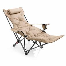 침대형 접이식 캠핑의자 발받침 4단계 각도조절 365lifestyle, 1개, 베이지