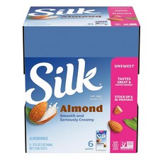 실크 아몬드밀크 언스위트 Silk Shelf-Stable Almond Milk Unsweetened Dairy-Free Vegan, 1개, 946ml