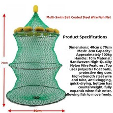 바다 낚시용 다층 어망 가방 플로팅 볼 부력 장치가 내구성 나일론 낚시 장비, 2. 멀티 플로팅 볼 고무 코팅 강철 와이어 40cm*
