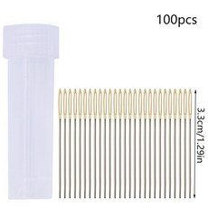 MIUSIE 얇은 자수 바늘 스테인레스 스틸 큰 눈 바느질 바늘 크로스 스티치 바늘 홈 바느질 도구 세트, 3.3cm 100개, 1개