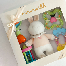 [백화점 정품] 밍크뮤 친환경 애착인형 딸랑이세트 (5pcs) 출산선물 백일선물, B, 1개