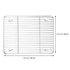 와이어 랙이 있는 스테인레스 스틸 베이킹 팬 트레이 케이크 바베큐 오븐 브라우니 요리 로스팅 그릴 도구, 1) S 22x17.5x2.5cm, 1개