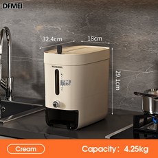 DFMEI 日式按壓米桶10Kg裝密封防蟲防潮塑料米缸廚房夾縫五穀雜糧收納桶, 1個, 參考詳情