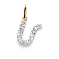 모니카비나더 14K 옐로 골드 U 참 다이아몬드 네크리스