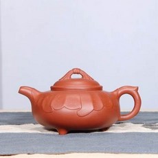 紫砂壺 仿生花瓣設計, 宜興正品紫砂名家手工紫砂壺原礦大紅袍家用茶壺茶具玉帶壺300cc1入 -, 1個, 300L