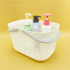 디엠몰 다용도 수납 물빠짐 목욕 바구니 1개, 화이트