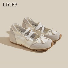 LIYIFB 소가죽 여성 키높이 메리제인 스니커즈 속굽 플랫슈즈 5cm