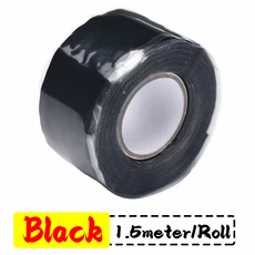 자체 접착 실리콘 테이프 방수 전기 배관 절연 자동차 와이어 호스, 01 2.5cm, 01 1Roll, 03 Black-1.5 meter