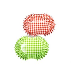 코팅 반찬컵 베이킹컵 체크무늬(타원형) (반반포장) (70mm 레드 반+그린 반), 레드(s)소 red150p+그린green150p, 1세트