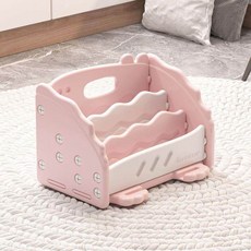 책장 수납선반 다단식 조립식 원목 미니 코너형 책꽂이 선반형 인테리어 가구, 1단, 단면 작은 공룡 공주 핑크