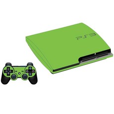 [포르르] PS3 슬림 콘솔(레드 카본 파이버)과 호환되는 뚜껑 스타일 비닐 보호 스킨 키트 데칼 스티커, Green