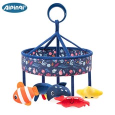 Aipinqi嬰兒玩具海洋牀頭鈴可旋轉車載搖鈴掛件寶寶安撫玩具廠家, 海洋款圓形牀鈴(不含支架音樂盒):1個, 1個