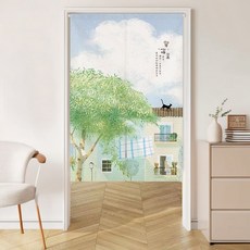 【格森】中式門簾隔斷簾臥室布簾家用廚房遮擋新款衛生間簾子掛簾, 等喵來,寬70-高90cm對開式【送免打孔伸縮桿