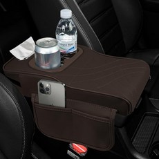 Wuyaoyao 자동차 센터 콘솔 팔걸이 베개 33.8 x 18.1 5.1cm13.8 7.1 2인치 가죽 커버 포켓이 있는 다 자동 쿠션 패드 티슈 박스 컵 홀더 중 29778