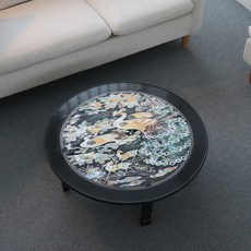 전통 봉황자개 디자인 다용도 접이식 밥상 원형상 자개상 600R