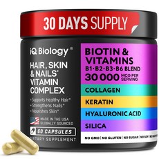 비오틴 헤어 성장 촉진 30000 mcg 케라틴 콜라겐 복합체 60캡슐
