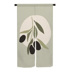 귀여운 동물 노렌 도어 커튼 팬더 고양이 셰프 토마토 패턴 린넨 주방 입구 스플릿형 하프