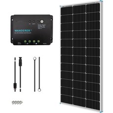 Renogy 100W 12V 태양광 패널 스타터 키트 100와트 단결정 30A LCD PWM 충전기 컨트롤러 어댑터 트레이 케이블 RV 캠퍼 및 기타 오프 그리드 리케이션용 Z, 100W+PWM30A