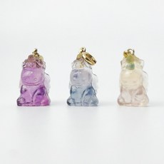 мσσи_нασ ᙏ̤̫͚ 獨角獸螢石雕刻小配件 滴溜 兒童包包掛飾 鑰匙圈 隨機出貨