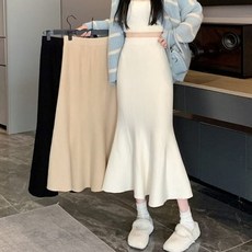 쌍문상회 니트 머메이드 밴딩 스커트 플레어 편안한 롱치마