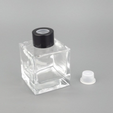 100ml 사각 투명 디퓨저 용기 캡+속마개포함, 1개, 블랙캡