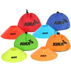 키카 훈련용 접시콘 세트 10개입 가방포함 스포츠콘 축구 구기 드리블 연습, 블루