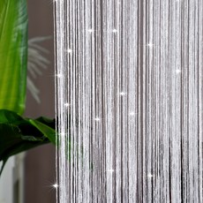 반짝이 파티 웨딩 장식용 스트링 커튼 실커튼, 1개, 100*200cm 실버