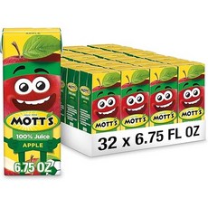 모츠 과일 펀치 음료 Mott's 100% Original Apple Juice 6.75 Fl Oz Boxes 32 Count (4 Packs Of 8) 2 Servings, 4개, 200ml