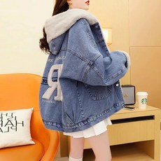 겨울 털 후드 데님 양털 청자켓 뽀글이 자켓