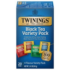 트와이닝 Twinings 홍차 버라이어티 3팩 - 얼 그레이 잉글리시 브렉퍼스트 아이리쉬 브렉퍼스트 티백 카페인 각 20개, 20 Count (Pack of 2)
