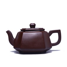 爆款四方進財壺茶 宜興紫砂壺 泡茶壺 原礦茶壺 紫泥泡茶壺 功夫茶具 陶瓷茶壺, 1個, 紫泥轉角四方壺