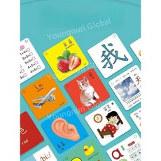 유아 중국어 기초 필수 단어 카드 동물 숫자 색깔 사물 인지 플래시 카드 (병음/한자 포함), 9