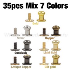 20 세트 금속 합금 라운드 헤드 리벳 크 스크류 리벳 스터드 DIY 공예 가죽 벨트 시계 밴드 장식 네일 버클, [06] 9mm, [00] Light Gold