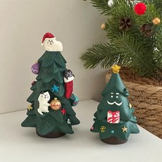 迷你聖誕樹擺件桌面樹脂聖誕樹小擺件聖誕禮物聖誕擺件lwt1, 貓 + 星 2 個, 1個