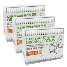 순면 100 풍성 국산 오가닉 면봉 사각 200P x 3개, 200