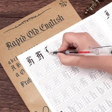 RAYRAYGO A4 練字本 描字帖 英文字帖 英文書法 平行筆字帖 鴨嘴筆字帖 鋼筆花體字 習字帖, 1個, 歌特體入門字帖, 歌特體入門字帖