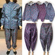 방수복세트 바지 상의 별도판매 꽃무늬방수복세트 방수복상의 방수바지 우의 비옷 땀복 방수작업복 농작업복 농어촌 작업복