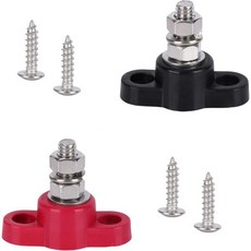 2pcs 12V 150A 파워 디스트리뷰션 블록 버스 바4개의 나사 포함 스테인리스 스틸 싱글 스터드 마린 버바 배터리 포스트 터미널 정션 블록레드 및 블랙
