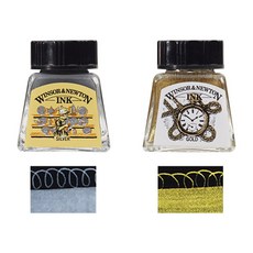 윈저앤뉴튼 드로잉 잉크/병잉크 [14ml/실버/골드], 1개, 실버