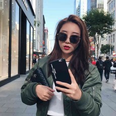 자외선 99.9% 차단 패션 검은테 미러 선글라스, 핑크