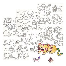 유아반 벽화놀이용 동물색칠 밑그림 롤링페이퍼 드로잉보드 방학선물 교구용 이모선물, 1세트, 화이트