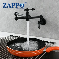 ZAPPO 23 인치황동 냄비 필러 수도꼭지 벽걸이 형 스토브 핸들 접이식 신축성 탭, 01 검정색