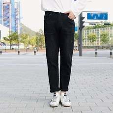 Dandivo Everyday Span 黑色水洗褲子男士四季牛仔褲, 黑洗