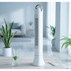 선풍기 저소음 날개없는 타워형 선풍기 가정용 스탠드 리모콘형 화이트, 타워형선풍기, 1개
